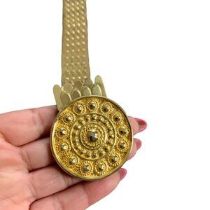 Vtg Gold Metallic Fish Scale Stretchy Retro Roaring 20s Dressy Belt 26.5” Long